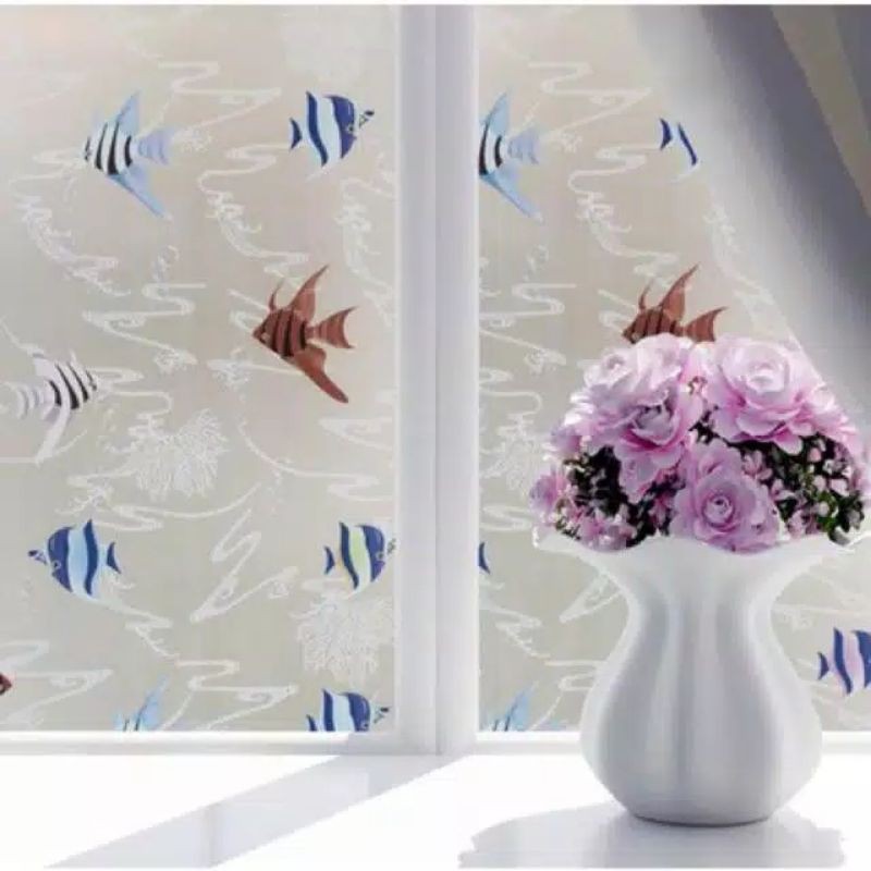 stiker kaca pintu motif ikan