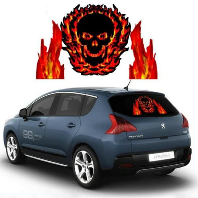 DIJUAL LAMPU LED EQUALIZER ANIMASI KACA BELAKANG MOBIL 50 X 25 CM - FIRE LION #1