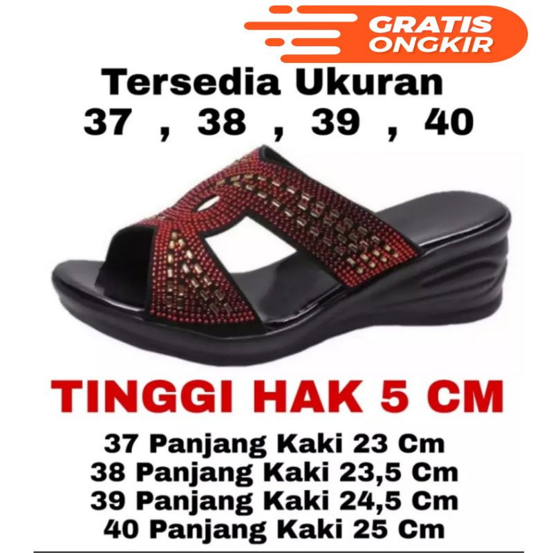 Sandal Selop Andien Model Terbaru/Sandal Wanita Calbi Model Terbaru Korean style/Sandal Wedges Wanita Kekinian