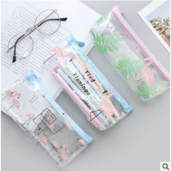 

Dijual [PENCIL CASE] Transparan FLAMINGO Design / Dompet Pensil Murah