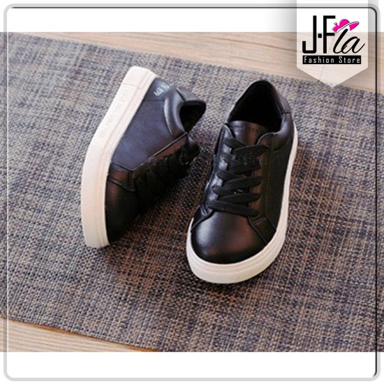 Jfla Sepatu  Kets  Sneakers Anak Hitam Polos Shopee Indonesia