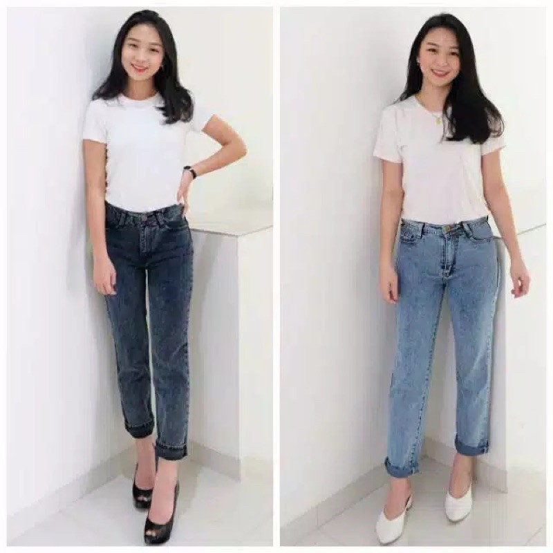 (MSB) BAGGY BOYFRIEND JEANS ERYN SNOW WASHED TEBAL ASLI