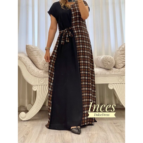 Daster Arab DOLCE INCES Original Label Dress Rayon Super-HEERA: COKLAT
