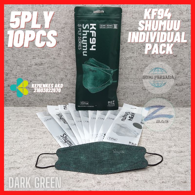 New Shumu Masker KF94 5ply Premium Mask 5 ply Kemenkes AKD KF 94 isi 10pcs Kemasan Ziplock Individual pack 1 masker 1 kemasan