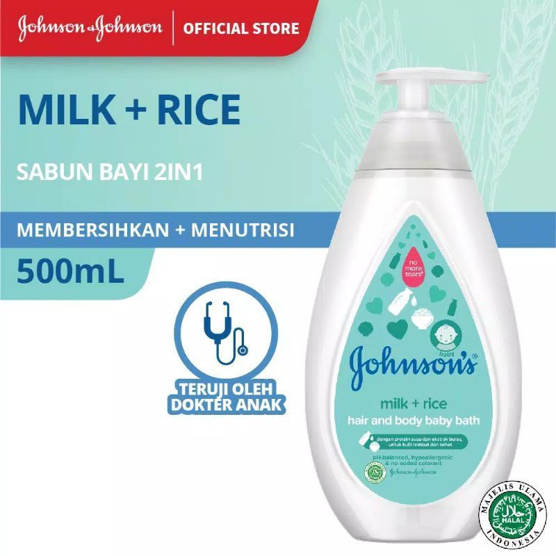 Johnson's hair &amp; body baby bath milk n rice reffil 400ml pump 500ml exp 1/2025