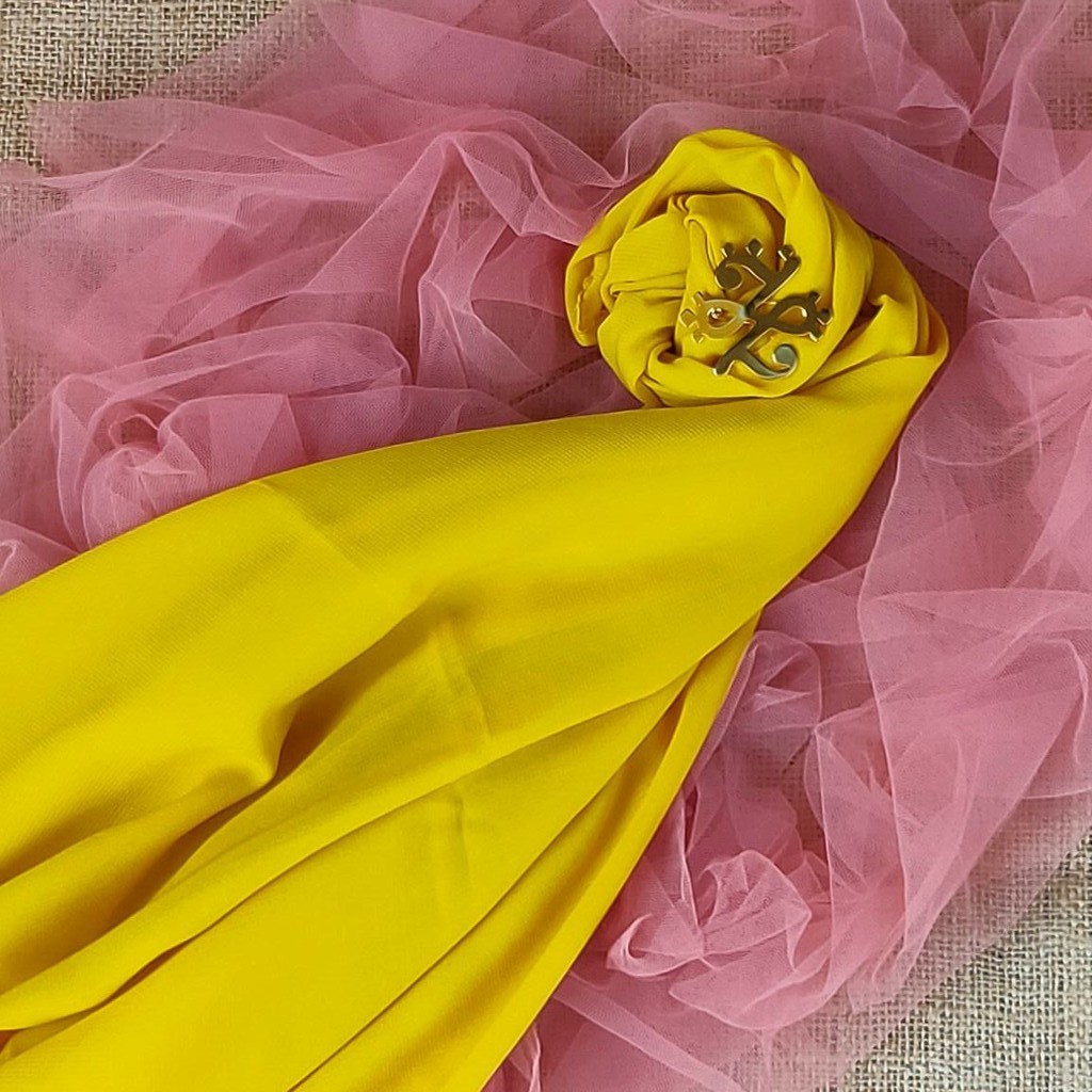 PASMINA SEGITIGA / PASMINA SQUARE CHIFFON PREMIUM ANTEM ANTI TEMBEM PART 2-KUNING
