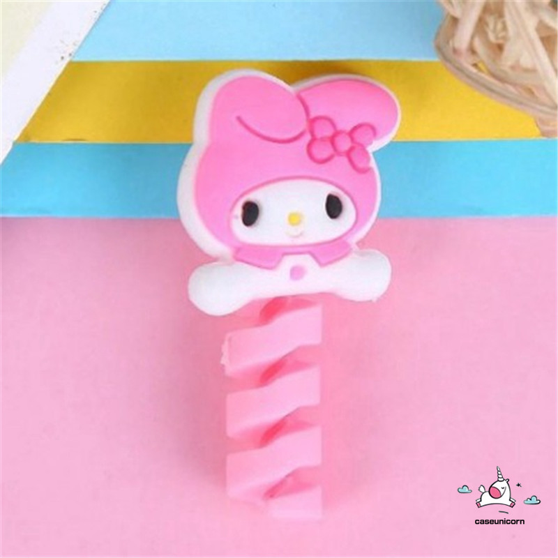 1pc Pelindung Kabel Data/Charger Usb Bentuk Spiral Motif Kartun