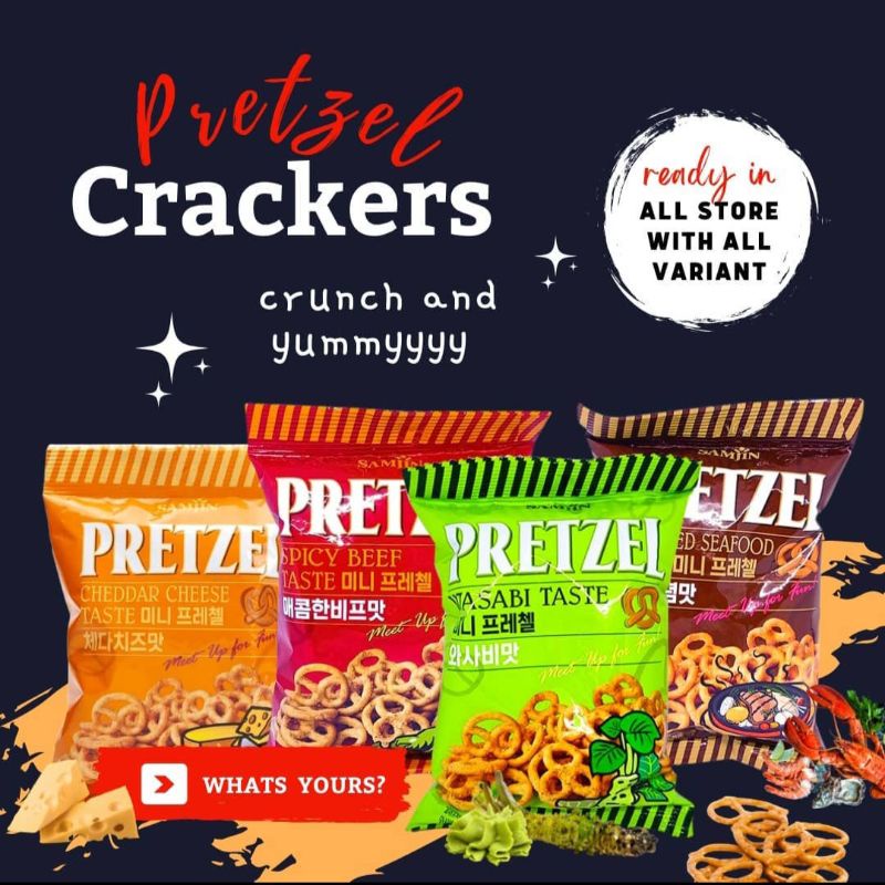 

Samjin pretzel crackers/Snack korea/Snack beef/spicy beef/ Seafood