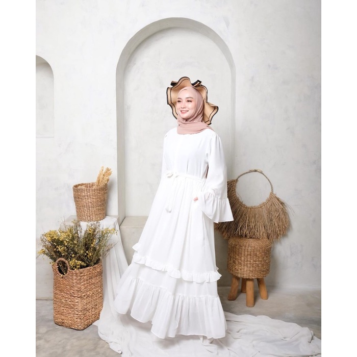 TERBARU     SYF07 Busana Muslim Wanita Summer Dress Putih