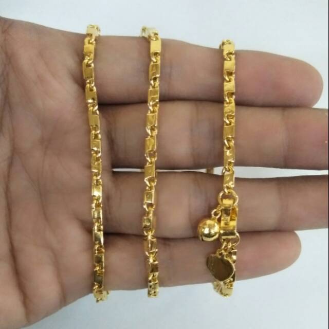 Perhiasan Gelang Balok Mini Lapis Emas 24