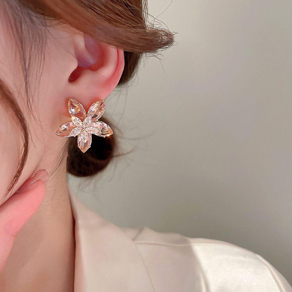 Needway Korea Style Stud Earring Manis Serbaguna Jarum Perak Surat Cinta Bunga Kupu-Kupu Telinga Gesper