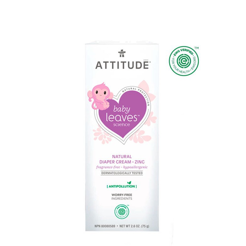 Attitude Baby Leaves Diaper Zinc Cream 75g - Fragrance Free