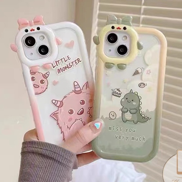 Soft Case TPU Motif Kartun Monster Dinosaurus 3D Untuk IPhone 11 13 12 14 Pro MAX 6 6S 7 8 Plus XR X XS MAX SE