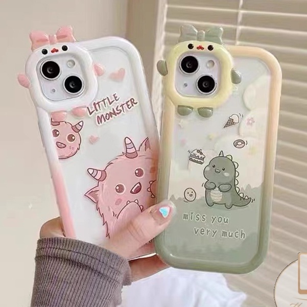 Soft Case TPU Motif Kartun Monster Dinosaurus 3D Untuk IPhone 11 13 12 14 Pro MAX 6 6S 7 8 Plus XR X XS MAX SE