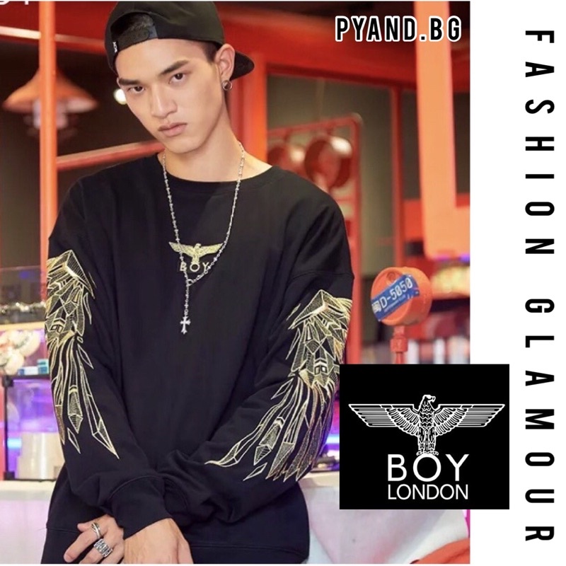 BOY18 SWEATER SET JOGGER BOY LONDON BORDIR GOLD WINGS GOLD IMPORT PRIA WANITA ASIA EROPA KOREA