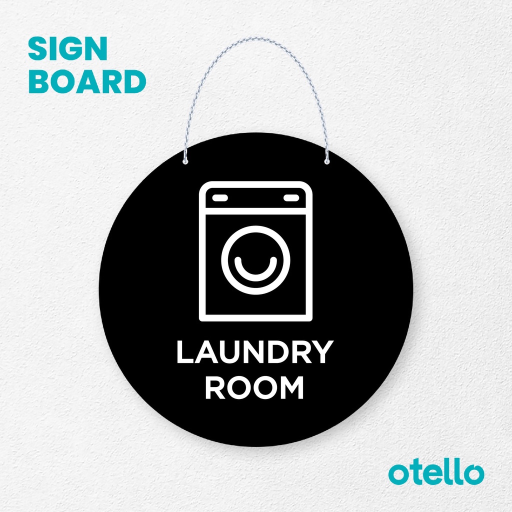 Otello Sign Laundry Room Signage Board Acrylic Papan Gantung Label Akrilik Rantai Petunjuk Toko Modern Minimalist Kafe Restoran Kantor Gedung Cafe