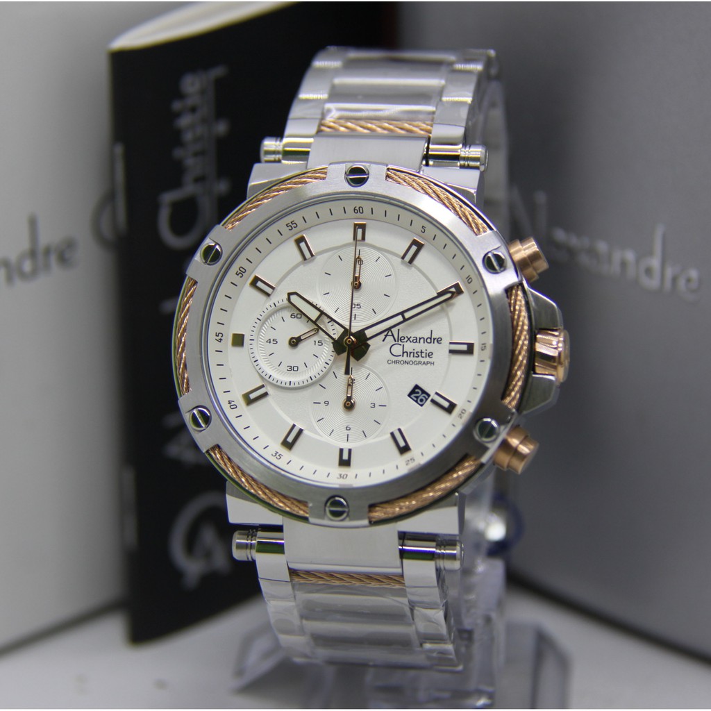 ALEXANDRE CHRISTIE 6561 PRIA SILVER ROSEGOLD ORIGINAL AC6561 AC 6561 JAM TANGAN COWOK ARLOJI COWOK