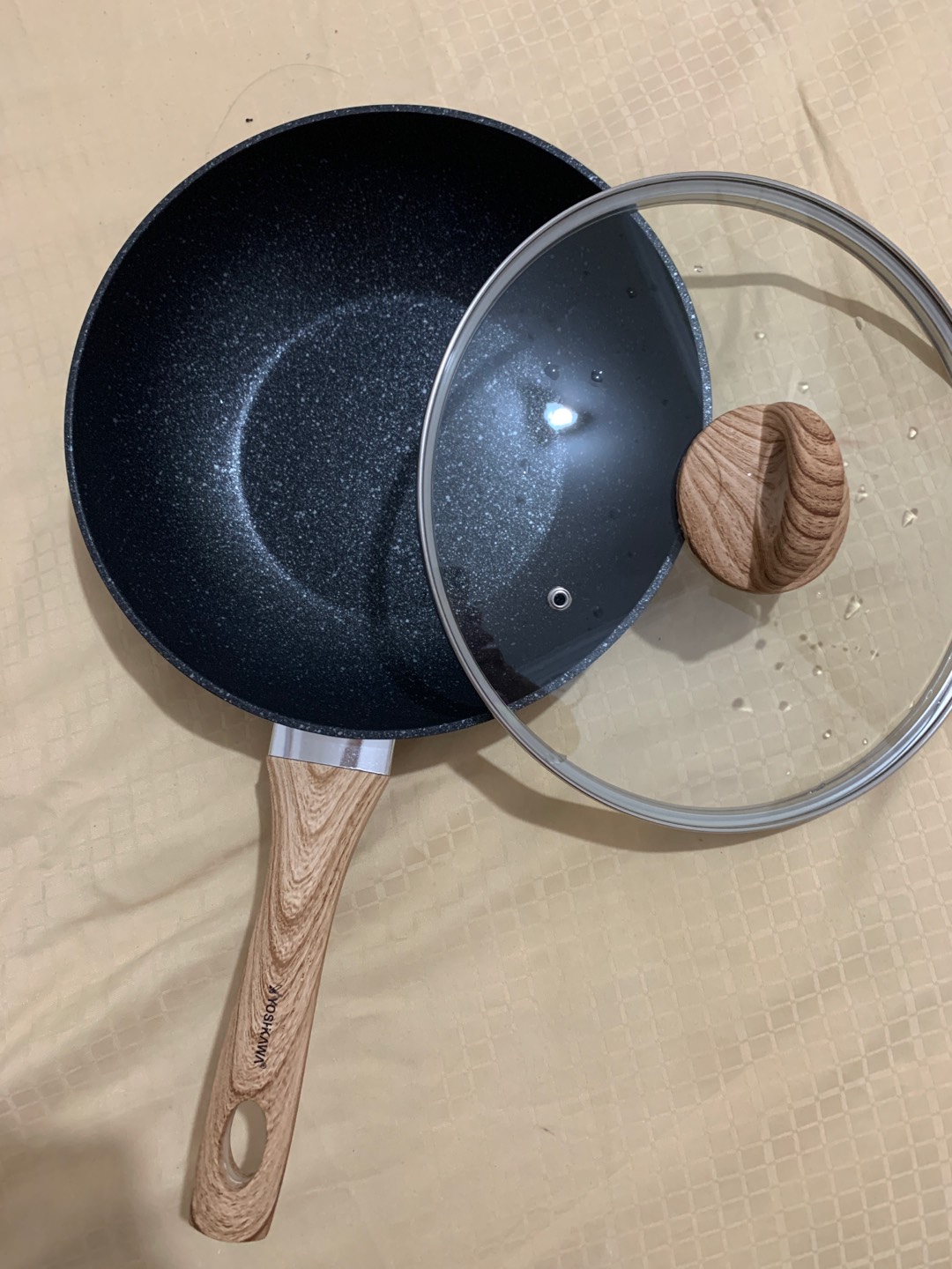 Wajan Marble Dengan Tutup Yoshikawa 26 Cm Mt-26-tp