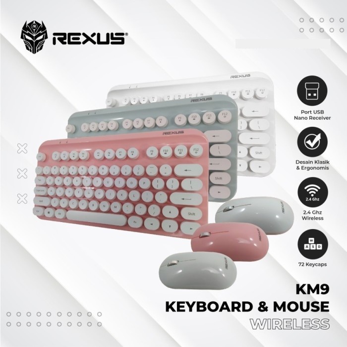 Rexus KM9 Combo Wireless Keyboard Mouse Outstanding Retro Combo