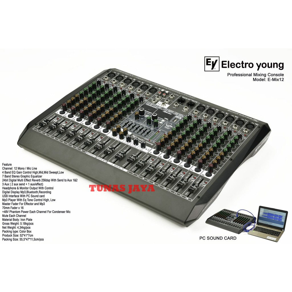 MIXER AUDIO ELECTRO YOUNG EMIX 12  ELECTROYOUNG E MIX 12 ORIGINAL E MIX12