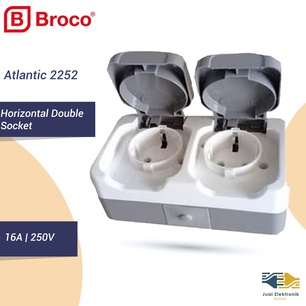 Atlantic Double Socket Outlet Outdoor BROCO Stop Kontak Tutup 2252