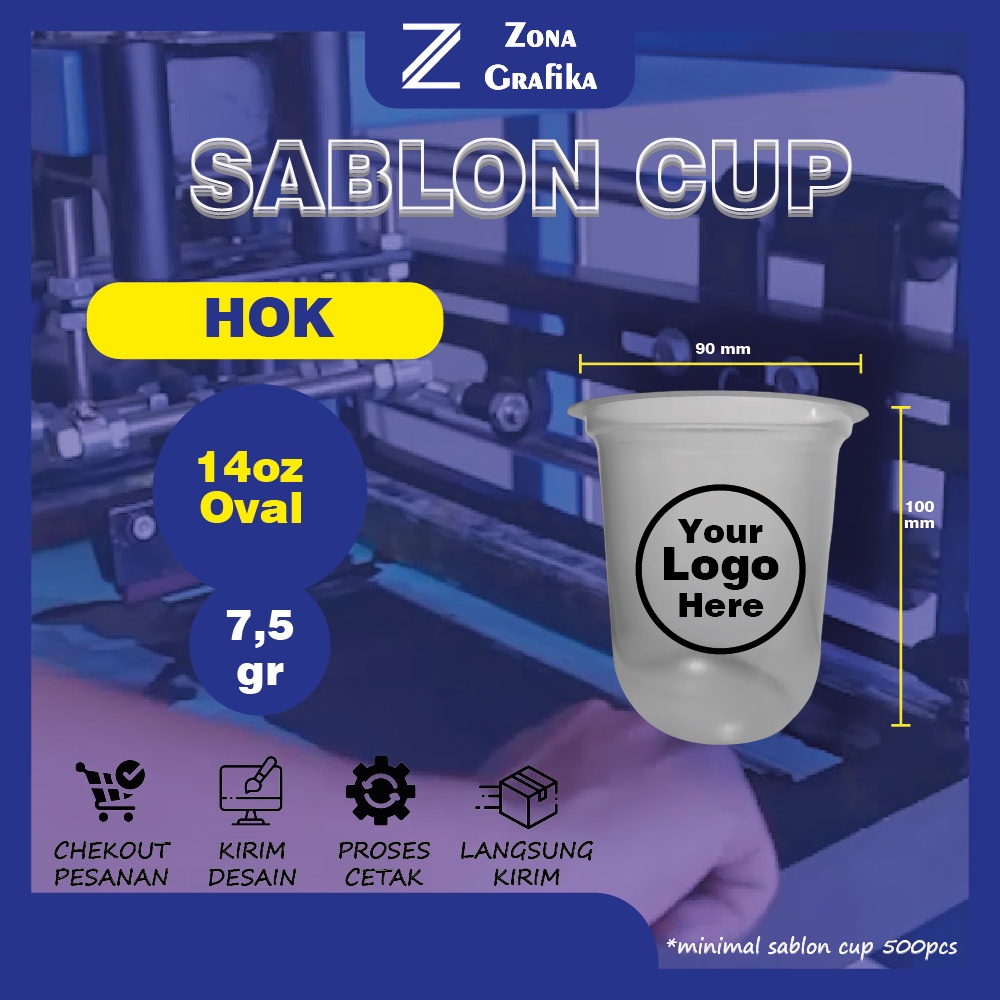 Sablon Cup HOK 14oz Oval.