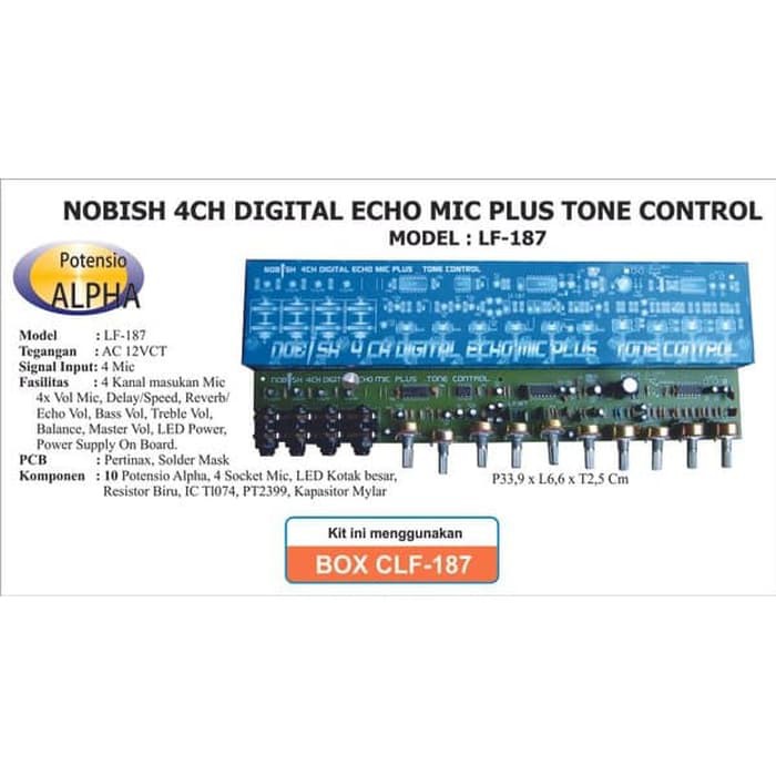 KIT 4 channels Digital echo Mic + Tone control type LF 187