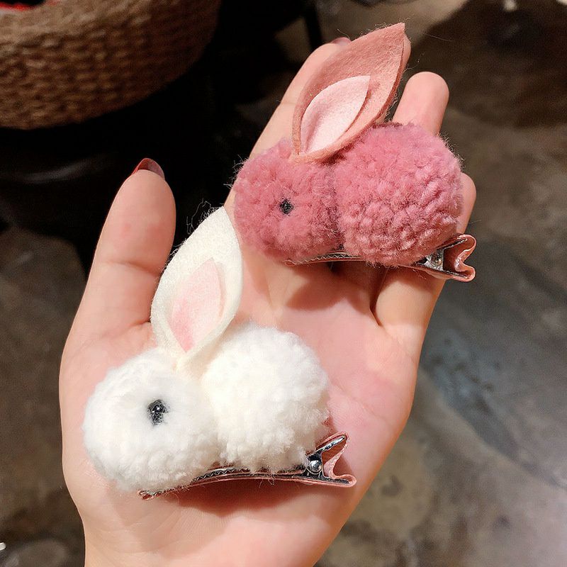 ~ PIYOSHI08 ~ Jepit Rambut Bentuk Kelinci Bahan Halus Gaya Korea Jepit Bunny Pompom Lucu Import AF160