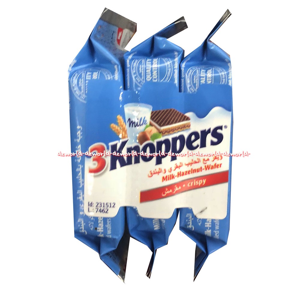 Knoppers Milk Hazelnut 3pcs Wafer Crispy Rasa Hazelnut dan Susu Knopers Knopper Knoper Biskuit Waffer Coklat Hazel