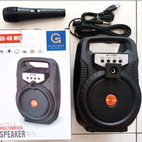 Speaker portabel Bluetooth 4 Inch 8 Watt ada USB Micro SD + Mic Kabel