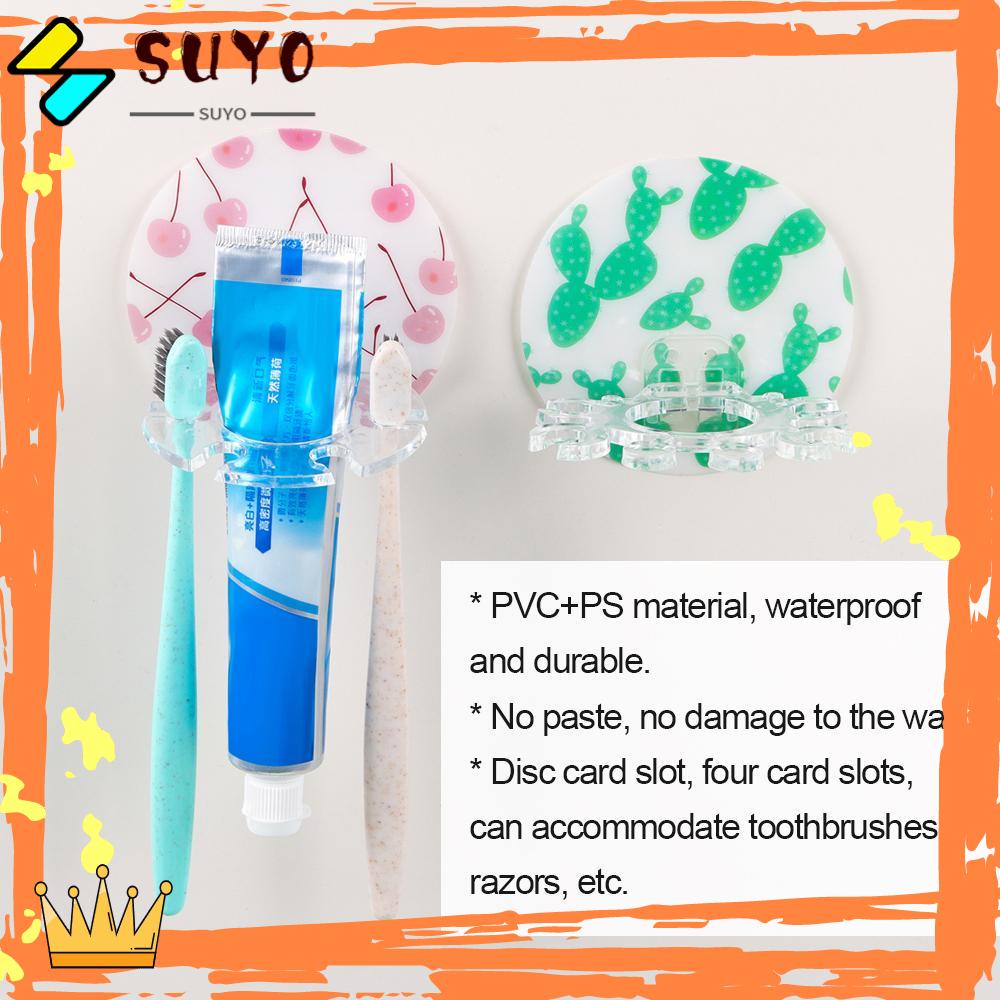 Suyo Rak Holder Sikat Gigi / Alat Cukur Bahan Plastik Dengan Suction Cup