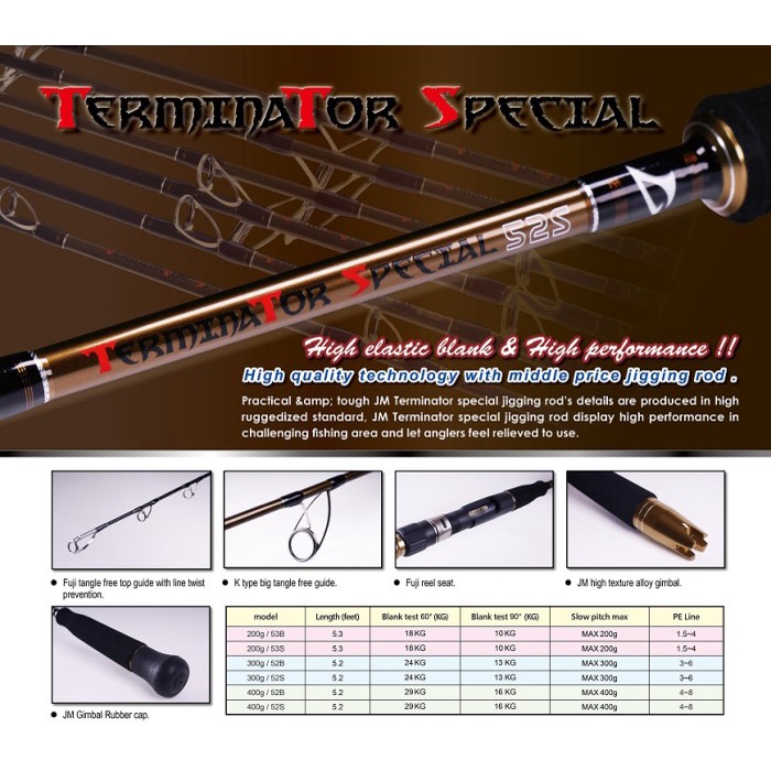 Jigging Master PE 4-8 Terminator Special 52 Rod Jigging Joran Pancing