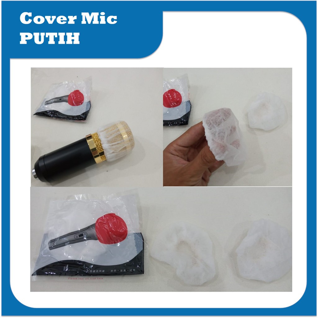 Cover Mic PUTIH Sarung Microphone Filter Kain Bungkus Disposable Microfon Mikrofon Ecer Pelindung