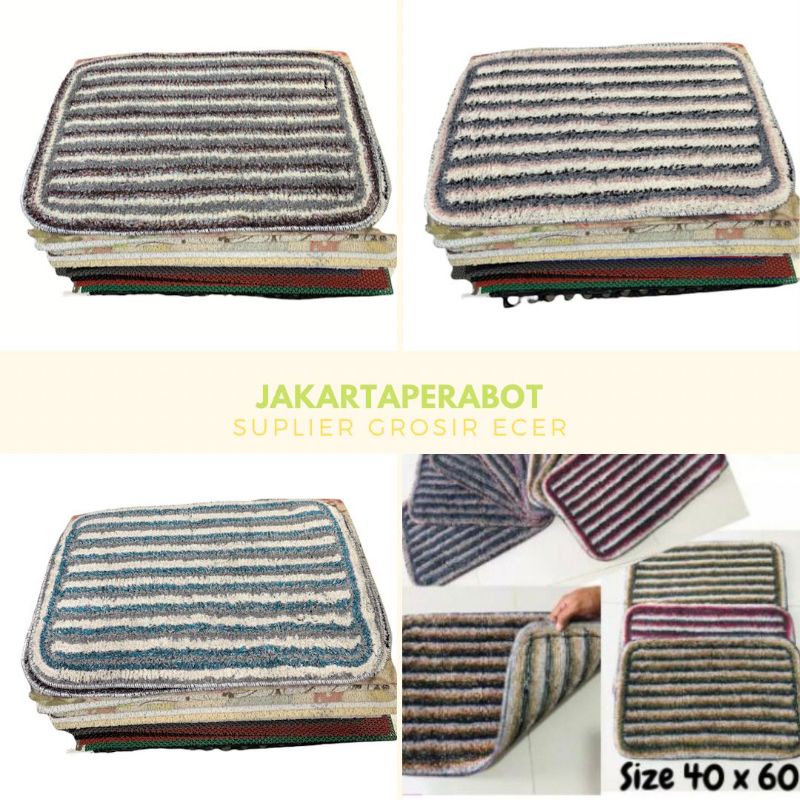 Keset Kaki Kain Handuk Salur ( 40 x 60 cm ) / Kesed Kamar Mandi / Keset Dapur / Keset Benang Rajut