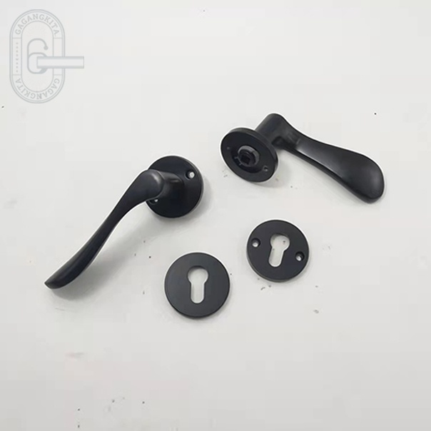 Gagang Pintu 1set siap pasang, Coating Door Lever Handle Pintu Roses Hitam Coating Terbaru Ukuran Panjang