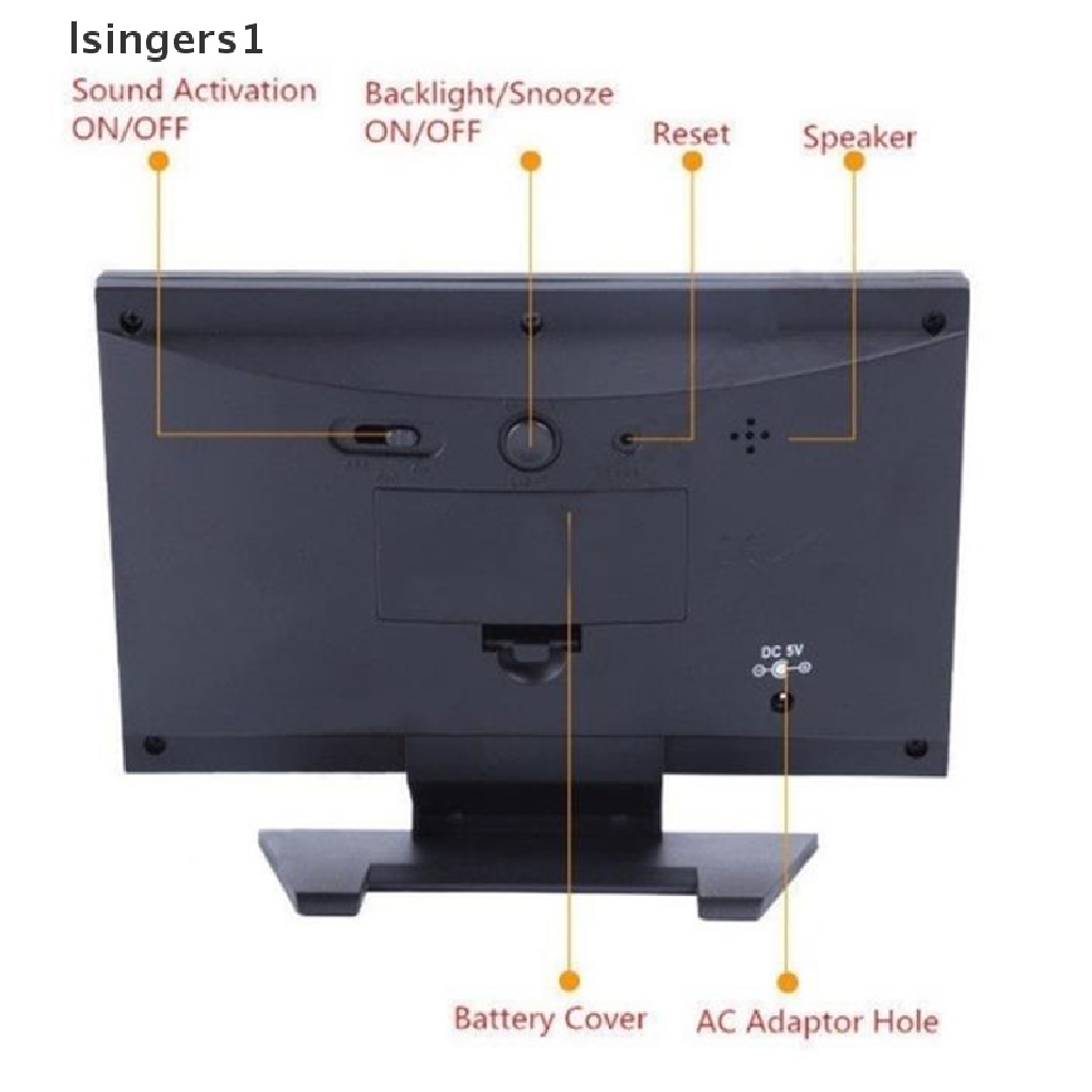 (lsingers1) Jam Alarm Digital Layar LCD Berwarna Dengan Snooze + Ramalan Cuaca