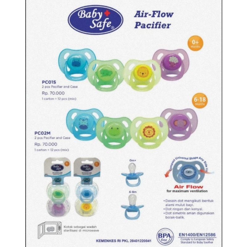 Baby Safe Pacifier 0+ Bulan (PC01S) &amp; 6-18 Bulan ( PC02M) - Empeng Dot