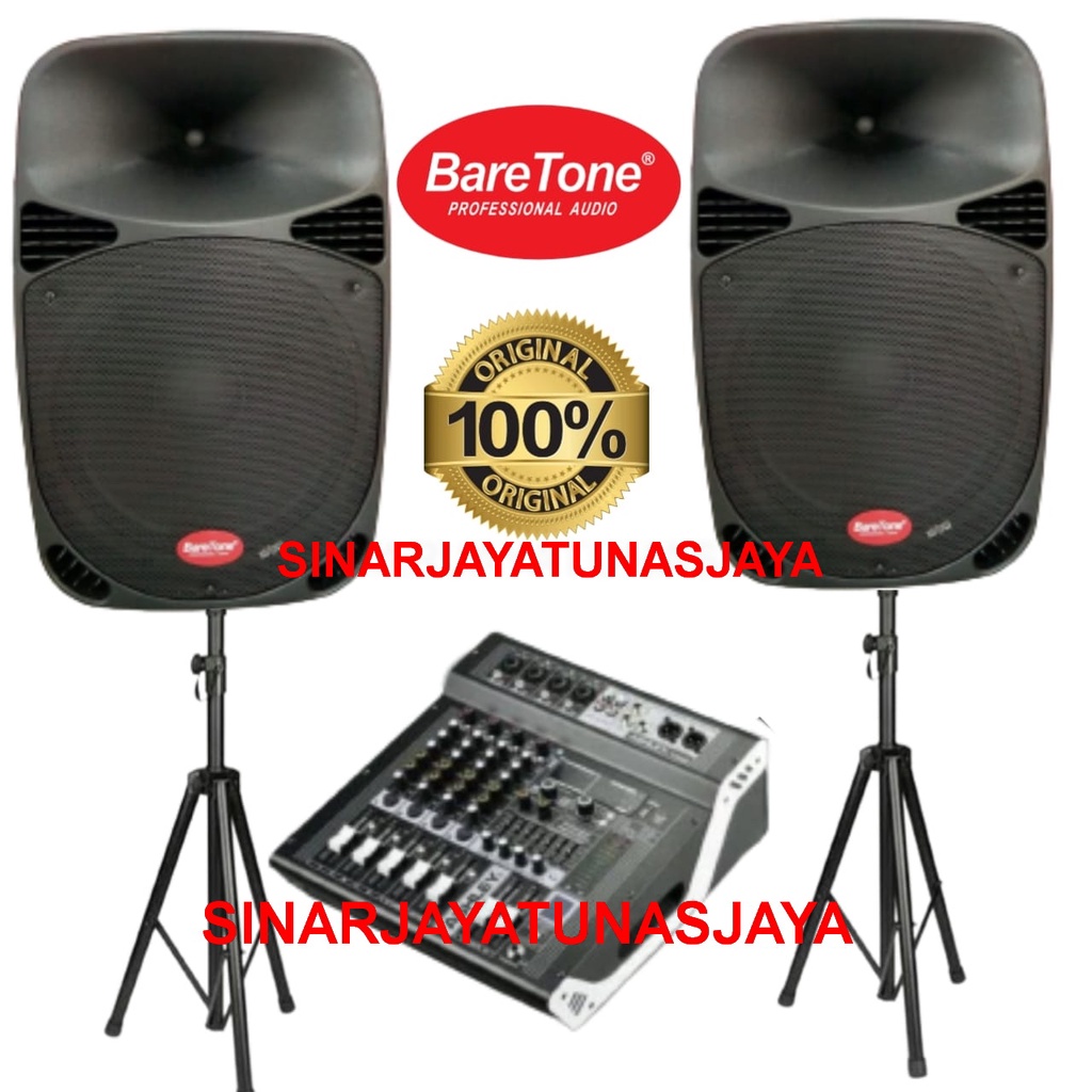 PAKET SPEAKER PASIF BARETONE MAX15MW/ 15 MW SEPASANG + MIXER