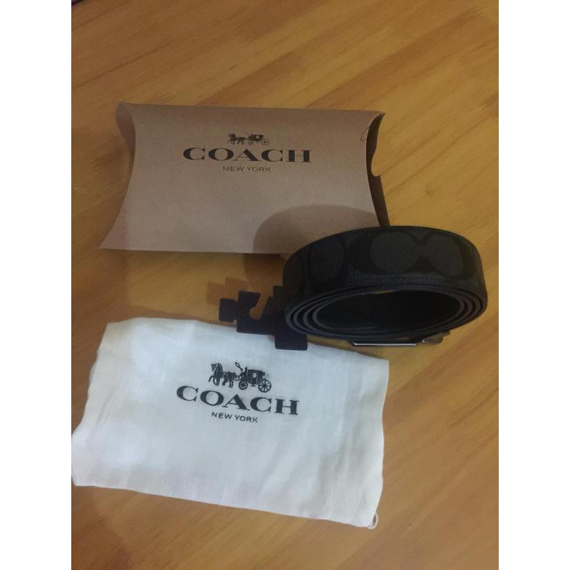 sabuk cowok coach men belt signature black