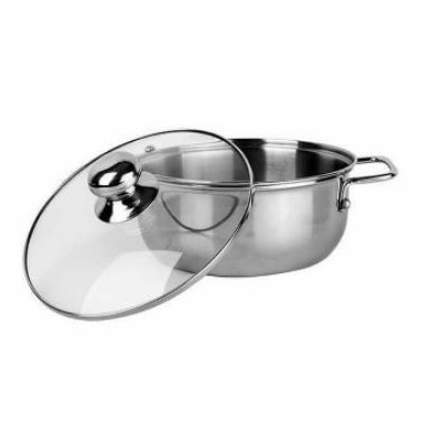 ROYAL LIFE SAUCE POT 24CM | PANCI SUSU STAINLESS TUTUP KACA 24CM