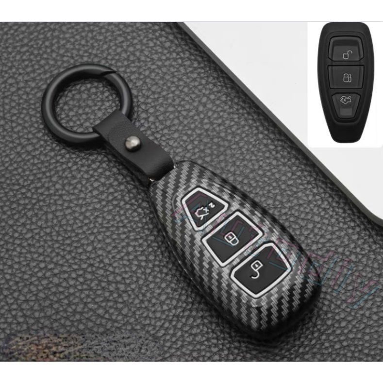 Casing Kunci Remote Mobil Ford Focus Fiesta Kuga Everest Galaxy Mondeo Transit Tourneo Ranger C-Max S-Max Bahan Serat Karbon