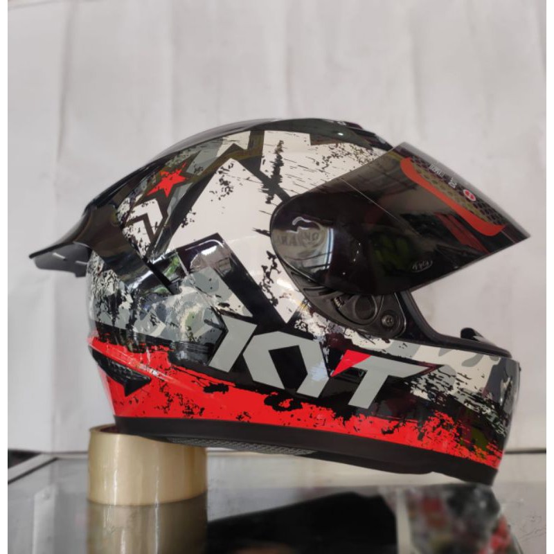 HELM KYT R10 SERI 3 BLAK/RED PAKET GANTENG