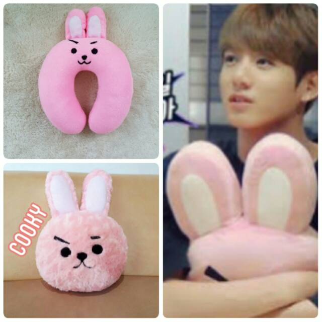 Paket hemat bantal leher + boneka plushie bts korea