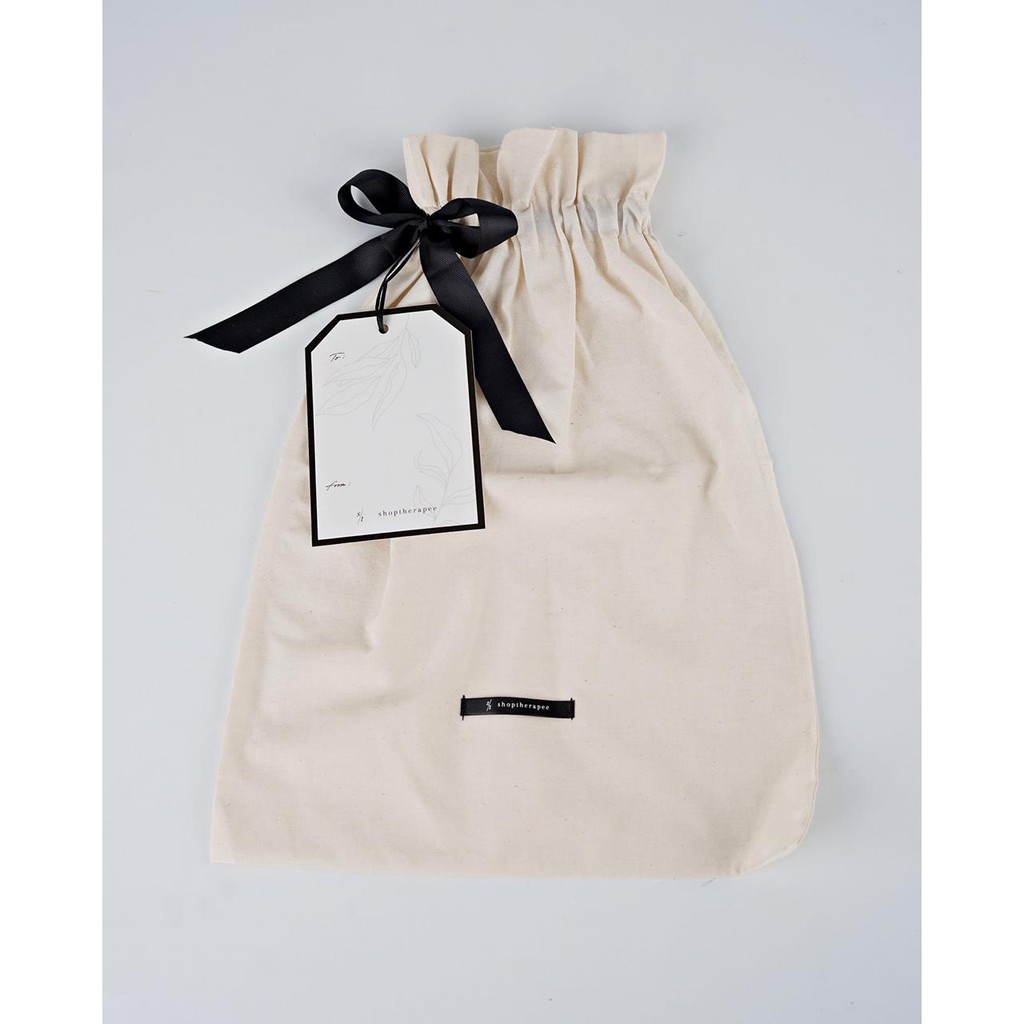 

Shoptherapee - Canvas Gift Drawstring Bag with Blank Tag