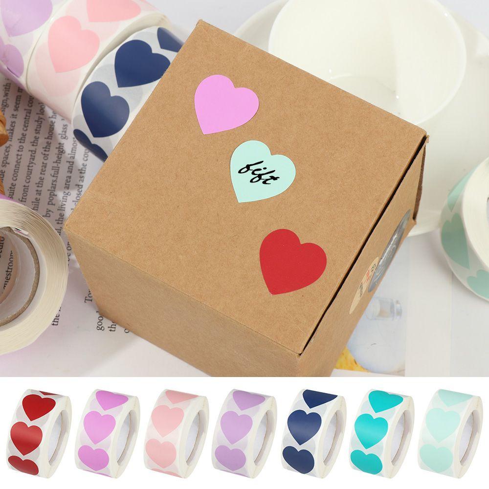 Populer 500pcs Love Heart Shaped Cute Gift Packaging Stiker Dekorasi Rumah