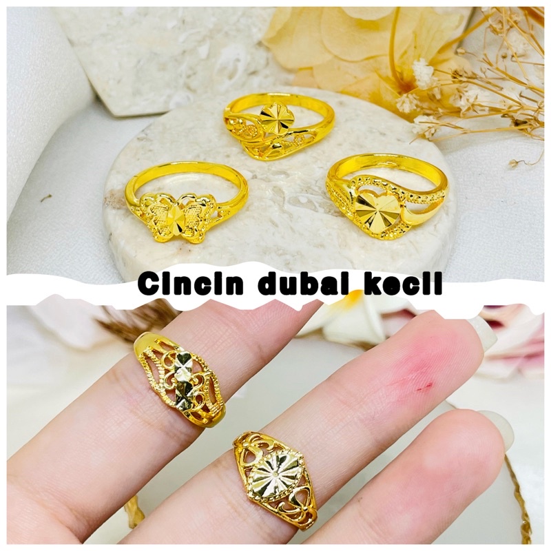 Cincin dubai kecil motif emas 24k Xuping