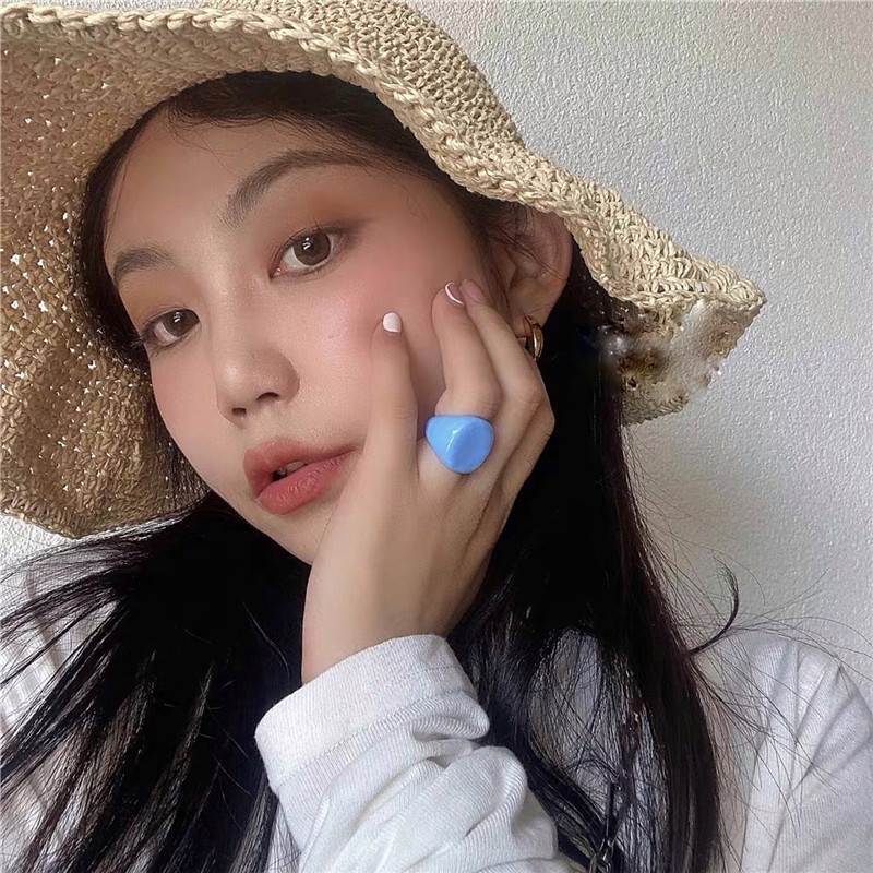 Colorful Geometric Ring Accessories Korea Trendy Fashion Creativity