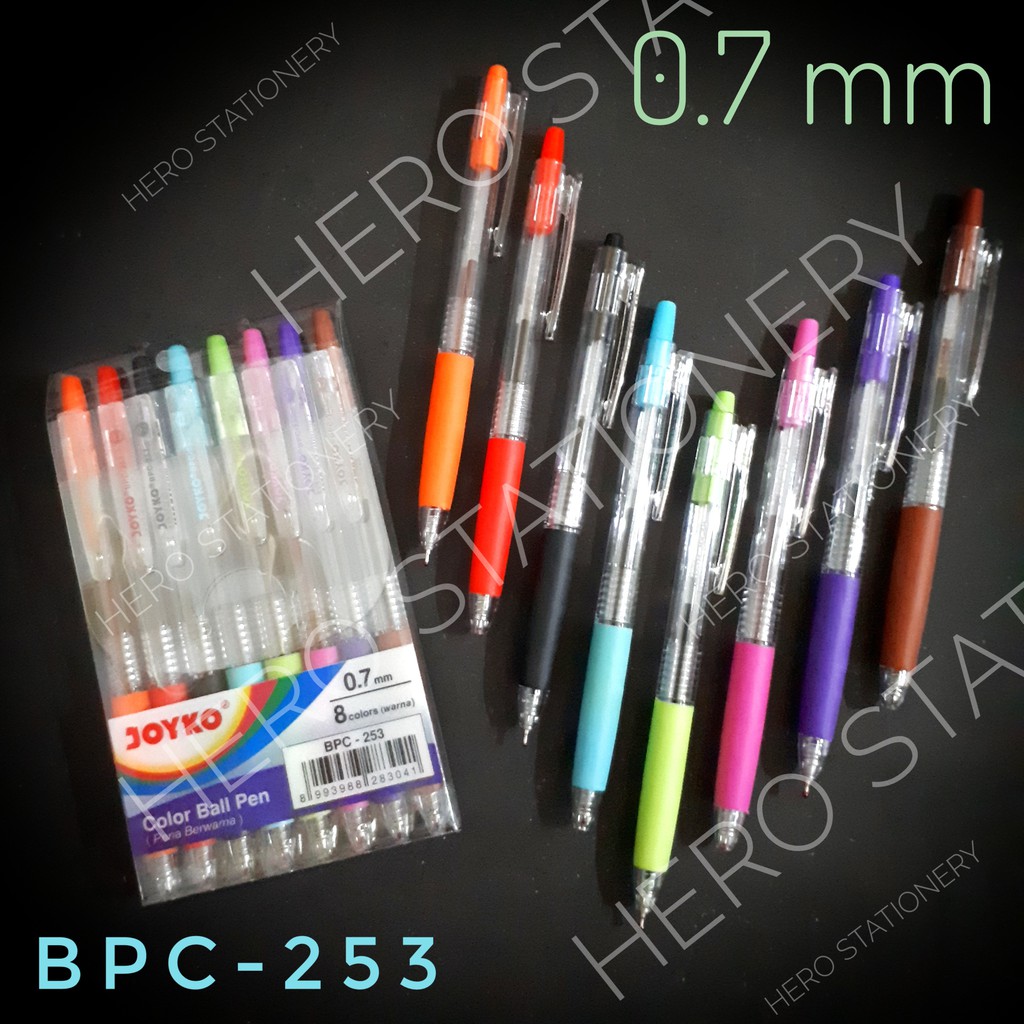 

Color ballpoint pen pena joyko set 8 warna 0.7 mm BPC-253