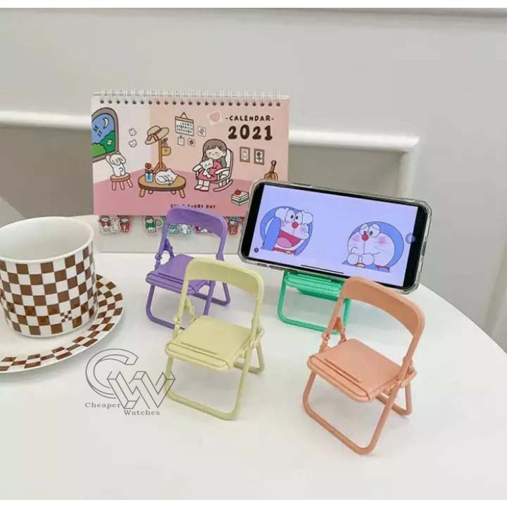 Cheaper-Holder HP Model Kursi Bisa Di Lipat Folding Chair Stand Holder Macaroon Dudukan HP