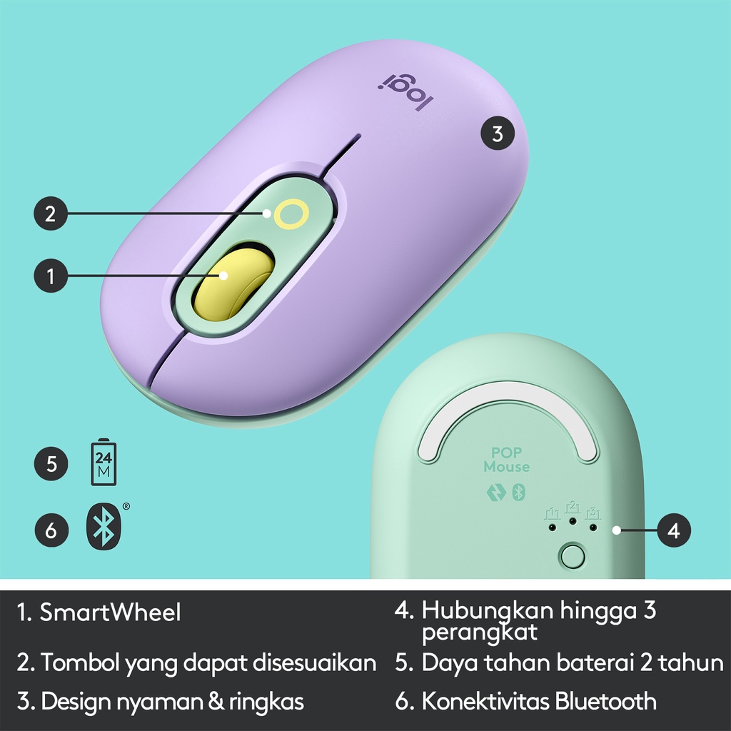 Logitech POP Mouse Wireless Bluetooth Silent Emoji Keys